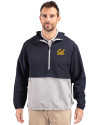Cal Golden Bears Cutter & Buck Charter Eco Recycled Mens Anorak Jacket Navy Blue/Polished Front Thumbnail Image