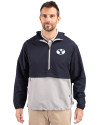 Brigham Young Cougars Cutter & Buck Charter Eco Recycled Mens Anorak Jacket Navy Blue/Polished Front Thumbnail Image