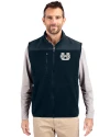 Utah State Aggies Cutter & Buck Cascade Eco Fleece Mens Vest Navy Blue Front Thumbnail Image