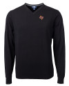 Midwestern State Mustangs Cutter & Buck Lakemont Tri-Blend Mens V-Neck Pullover Sweater Black Mannequin Thumbnail Image