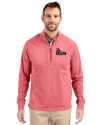 Central Missouri Mules Cutter & Buck Adapt Eco Knit Heather Mens Big & Tall Quarter Zip Pullover Cardinal Red Heather Front Thumbnail Image