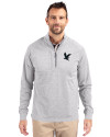 Embry-Riddle Eagles Cutter & Buck Adapt Eco Knit Heather Mens Big & Tall Quarter Zip Pullover Polished Heather Front Thumbnail Image