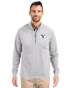 Brigham Young Cougars Cutter & Buck Adapt Eco Knit Heather Mens Big & Tall Quarter Zip Pullover Polished Heather Front Thumbnail Image
