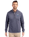 The Citadel Bulldogs Cutter & Buck Adapt Eco Knit Heather Mens Big & Tall Quarter Zip Pullover Navy Blue Heather Front Thumbnail Image