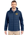 Cal Golden Bears Cutter & Buck Evoke Hybrid Eco Softshell Recycled Full Zip Mens Big & Tall Hooded Jacket Navy Blue Front Thumbnail Image