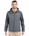 View image 1: Auburn Tigers Alumni Cutter & Buck Evoke Recycled HoneycombFleece Mens Big & Tall Hybrid Full Zip Jacket Elemental Grey Front