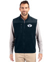 Brigham Young Cougars Cutter & Buck Cascade Eco Sherpa Mens Big and Tall Fleece Vest Navy Blue Front Thumbnail Image