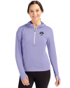 East Carolina (ECU) Pirates College Vault Cutter & Buck Daybreak Eco Recycled Womens Half Zip Hoodie Hyacinth Front Thumbnail Image