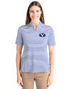 Brigham Young Cougars Cutter & Buck Virtue Eco Pique Stripe Recycled Womens Top Tour Blue Front Thumbnail Image