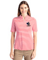 Delaware Fightin' Blue Hens College Vault Cutter & Buck Virtue Eco Pique Stripe Recycled Womens Top Red Front Thumbnail Image