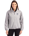 Emory Eagles Cutter & Buck Charter Eco Recycled Womens Full-Zip Jacket Polished Medium Gray Front Thumbnail Image