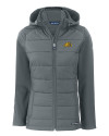 Bowie State Bulldogs Cutter & Buck Evoke Hybrid Softshell Recycled Full Zip Womens Hooded Jacket Elemental Grey Mannequin Thumbnail Image