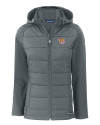 Bethune-Cookman Wildcats Cutter & Buck Evoke Hybrid Softshell Recycled Full Zip Womens Hooded Jacket Elemental Grey Mannequin Thumbnail Image