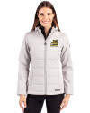 Bryant University Bulldogs Cutter & Buck Evoke Hybrid Softshell Recycled Full Zip Womens Hooded Jacket CONCRETE Front Thumbnail Image