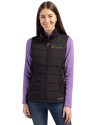 Florida A&M Rattlers Cutter & Buck Evoke Hybrid Softshell Recycled Womens Full Zip Vest Black Front Thumbnail Image