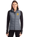 ETSU Buccaneers Cutter & Buck Evoke Hybrid Softshell Recycled Womens Full Zip Vest Elemental Grey Front Thumbnail Image