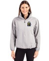 View image 7: FIU Panthers College Vault Cutter & Buck Charter Recycled Packable Womens Half Zip Anorak Jacket Polished Medium Gray Front