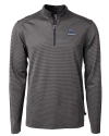 Creighton Bluejays Cutter & Buck Virtue Eco Pique Micro Stripe Recycled Mens Quarter Zip Black/Elemental Grey Mannequin Thumbnail Image