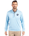 The Citadel Bulldogs Cutter & Buck Stealth Heathered Quarter Zip Mens Pullover Atlas Light Blue Front Thumbnail Image