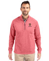 Harvard Crimson Cutter & Buck Adapt Eco Knit Heather Mens Quarter Zip Pullover Cardinal Red Heather Front Thumbnail Image