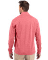 Harvard Crimson Cutter & Buck Adapt Eco Knit Heather Mens Quarter Zip Pullover Cardinal Red Heather Back Thumbnail Image