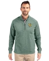 Cal Poly Mustangs Cutter & Buck Adapt Eco Knit Heather Mens Quarter Zip Pullover Hunter Heather Front Thumbnail Image