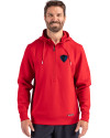 DePaul Blue Demons Cutter & Buck Roam Epic Versatility Half Zip Recycled Mens Hooded Pullover Red Front Thumbnail Image