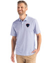 DePaul Blue Demons Cutter & Buck Pike Eco Symmetry Print Stretch Recycled Mens Polo White/Tour Blue Front Thumbnail Image