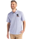 Delaware Fightin' Blue Hens College Vault Cutter & Buck Pike Eco Symmetry Print Stretch Recycled Mens Polo White/Tour Blue Front Thumbnail Image