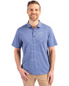 Emory Eagles Cutter & Buck Forge Eco Heather Stripe Stretch Recycled Mens Polo Tour Blue Heather Front Thumbnail Image