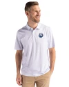 The Citadel Bulldogs Cutter & Buck Pike Eco Pebble Print Stretch Recycled Mens Polo White Front Thumbnail Image