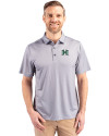 Hawaii Warriors Cutter & Buck Pike Eco Tonal Geo Print Stretch Recycled Mens Polo Elemental Grey Front Thumbnail Image