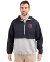 Gonzaga Bulldogs College Vault Cutter & Buck Charter Eco Recycled Mens Anorak Jacket Navy Blue/Polished Front Thumbnail Image
