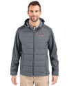 Gonzaga Bulldogs Cutter & Buck Evoke Hybrid Softshell Recycled Full Zip Mens Hooded Jacket Elemental Grey Front Thumbnail Image