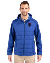 DePaul Blue Demons Cutter & Buck Evoke Hybrid Softshell Recycled Full Zip Mens Hooded Jacket Tour Blue Front Thumbnail Image