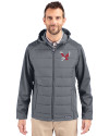 Eastern Washington Eagles Cutter & Buck Evoke Hybrid Softshell Recycled Full Zip Mens Hooded Jacket Elemental Grey Front Thumbnail Image