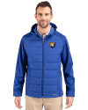 View image 7: Illinois Fighting Illini College Vault Cutter & Buck Evoke Recycled Honeycomb Fleece Mens Hybrid Full Zip Jacket Tour Blue Front