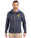 ETSU Buccaneers Cutter & Buck Mainsail Full Zip Hooded Mens Jacket Liberty Navy Heather Front Thumbnail Image