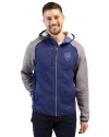Emory Eagles Cutter & Buck Mainsail Full Zip Hooded Mens Jacket Tour Blue Heather/Polished Heather Front Thumbnail Image