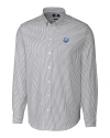 The Citadel Bulldogs Cutter & Buck Stretch Oxford Stripe Mens Long Sleeve Dress Shirt Charcoal Mannequin Thumbnail Image