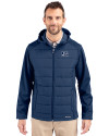 Jackson State Tigers Cutter & Buck Evoke Hybrid Eco Softshell Recycled Full Zip Mens Big & Tall Hooded Jacket Navy Blue Front Thumbnail Image