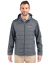 Gonzaga Bulldogs Cutter & Buck Evoke Hybrid Eco Softshell Recycled Full Zip Mens Big & Tall Hooded Jacket Elemental Grey Front Thumbnail Image