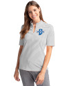 Indiana State Sycamores Cutter & Buck Virtue Eco Pique Stripe Recycled Womens Top Polished Medium Gray Front Thumbnail Image