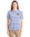 View image 4: Fort Valley State Wildcats Cutter & Buck Virtue Recycled Stripe Featherlight Pique Womens Half Zip Tour Blue Front
