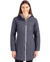 Jackson State Tigers Cutter & Buck Rainier PrimaLoft®  Womens Eco Insulated Hooded Long Coat Anthracite Melange Front Thumbnail Image