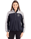 Georgetown Hoyas College Vault Cutter & Buck Charter Eco Recycled Womens Anorak Jacket Navy Blue/Polished Front Thumbnail Image