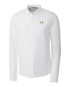 Miami Hurricanes Cutter & Buck Advantage Tri-Blend Pique Long Sleeve Knitted Mens Button Down White Mannequin Thumbnail Image