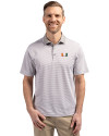 Miami Hurricanes Cutter & Buck Virtue Eco Pique Micro Stripe Recycled Mens Big & Tall Polo Polished/White Front Thumbnail Image