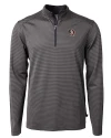 View image 3: Florida State Seminoles Cutter & Buck Virtue Recycled Micro Stripe Featherlight Pique Mens Quarter Zip Pullover Black/Elemental Grey Mannequin