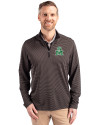 Marshall Thundering Herd College Vault Cutter & Buck Virtue Eco Pique Micro Stripe Recycled Mens Quarter Zip Black/Elemental Grey Front Thumbnail Image